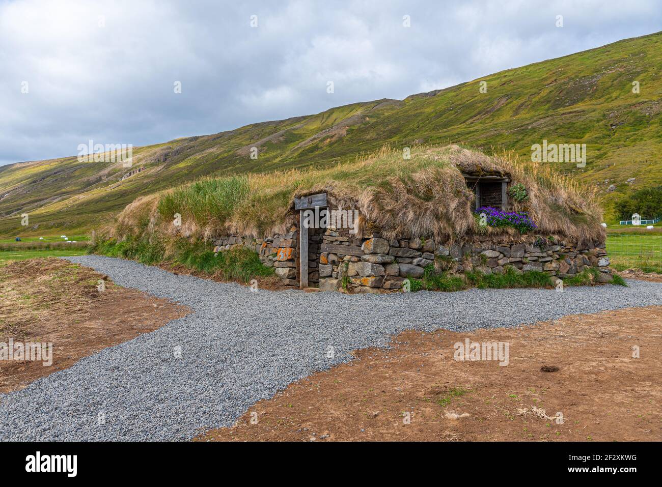 Traditional turf houses built on Iceland Stock Photo