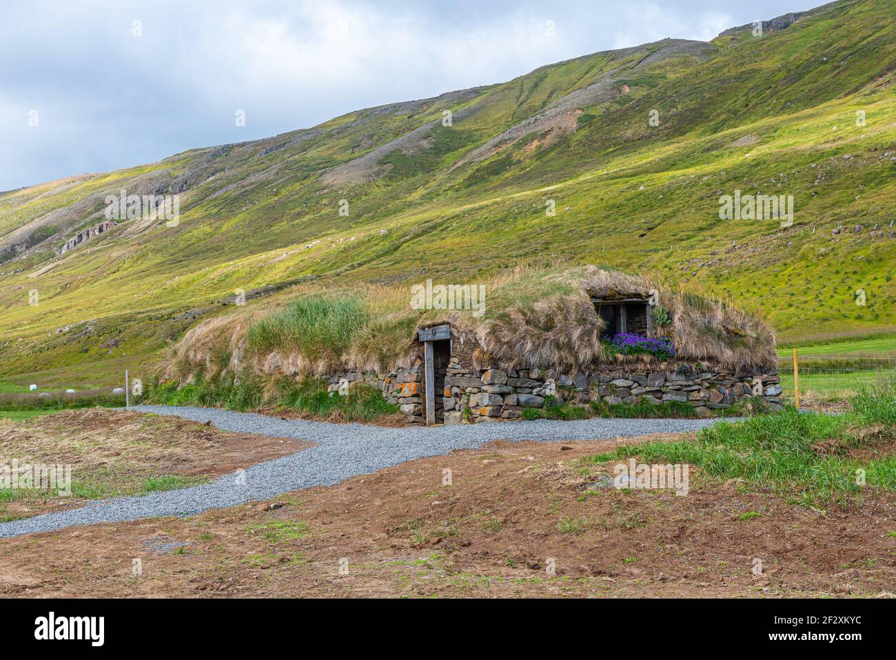 Traditional turf houses built on Iceland Stock Photo Alamy