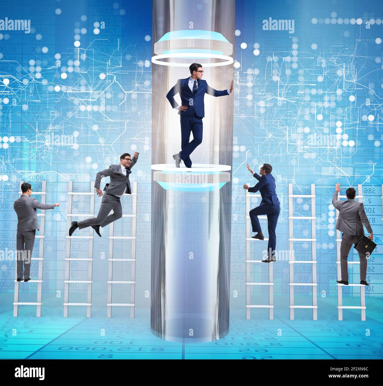 The businessmen in accelerated and fast promotion concept Stock Photo ...