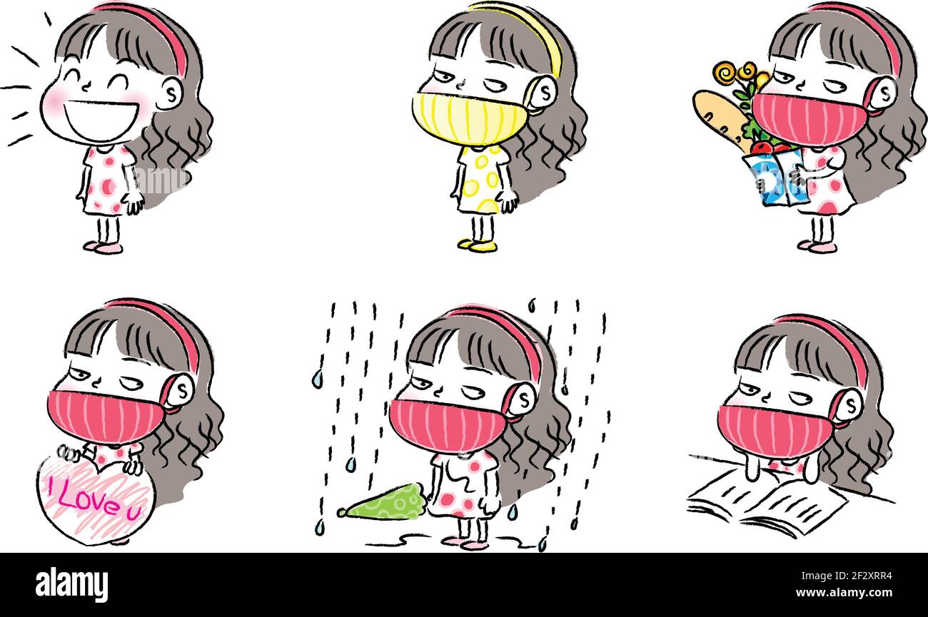 cartoon girl emoji set Stock Vector Image & Art - Alamy