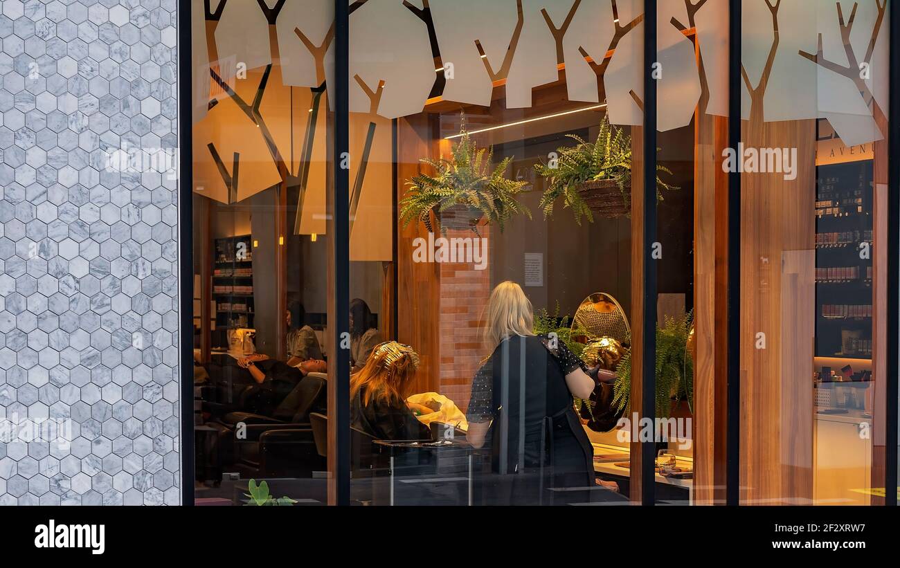 Brisbane, Queensland, Australia March 2021 Inside a hairdressing