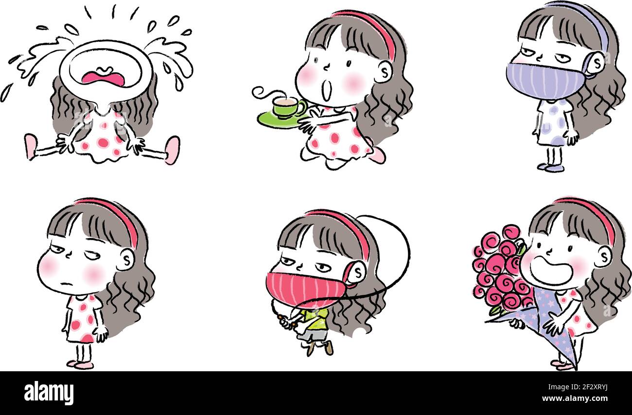 cartoon girl emoji set Stock Vector Image & Art - Alamy
