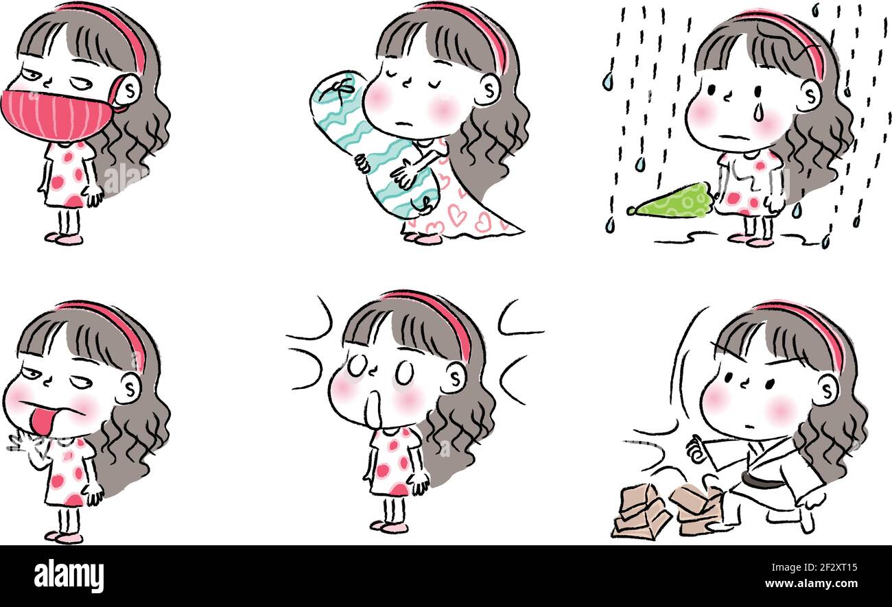 cartoon girl emoji set Stock Vector Image & Art - Alamy