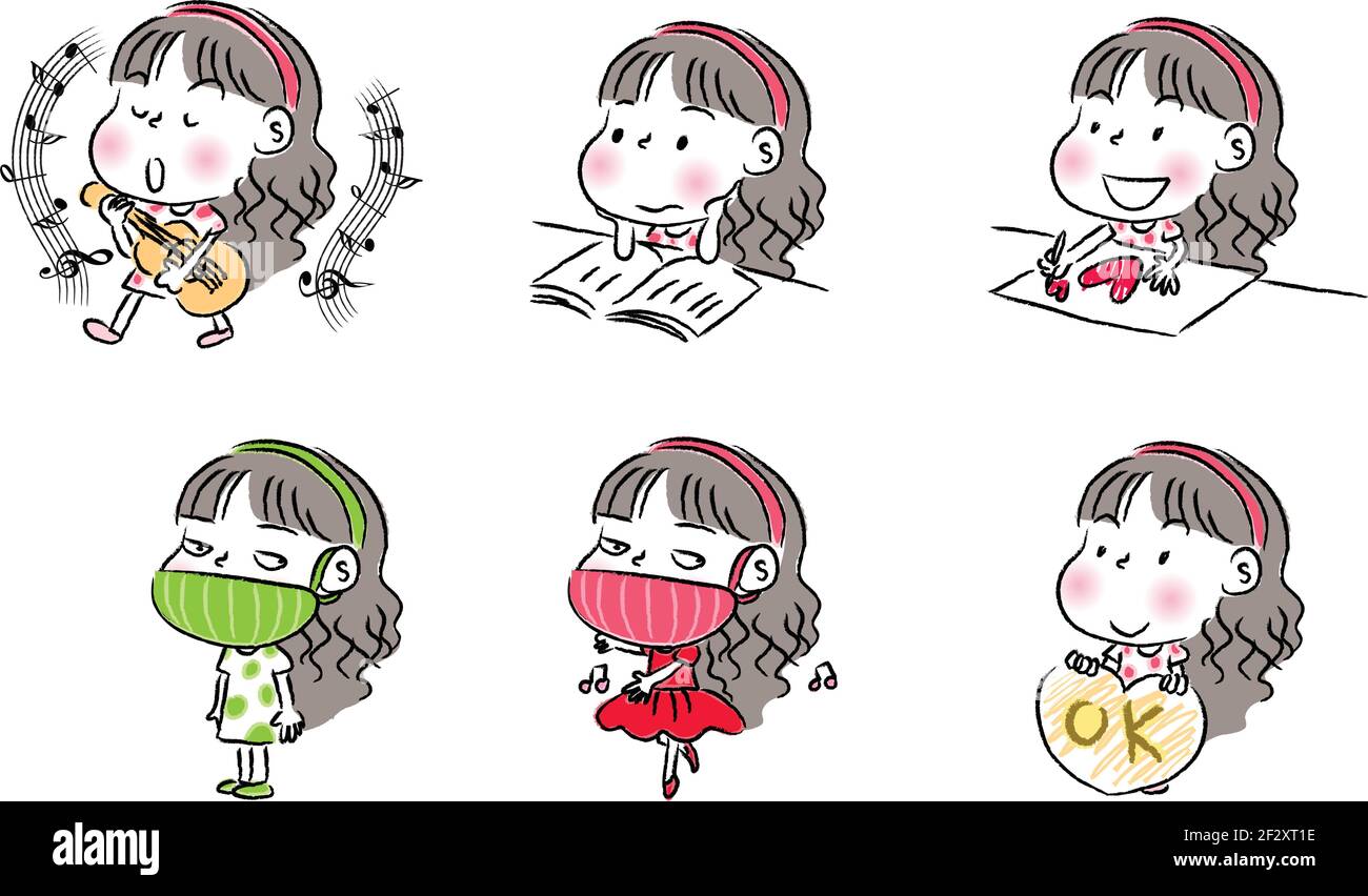 cartoon girl emoji set Stock Vector Image & Art - Alamy