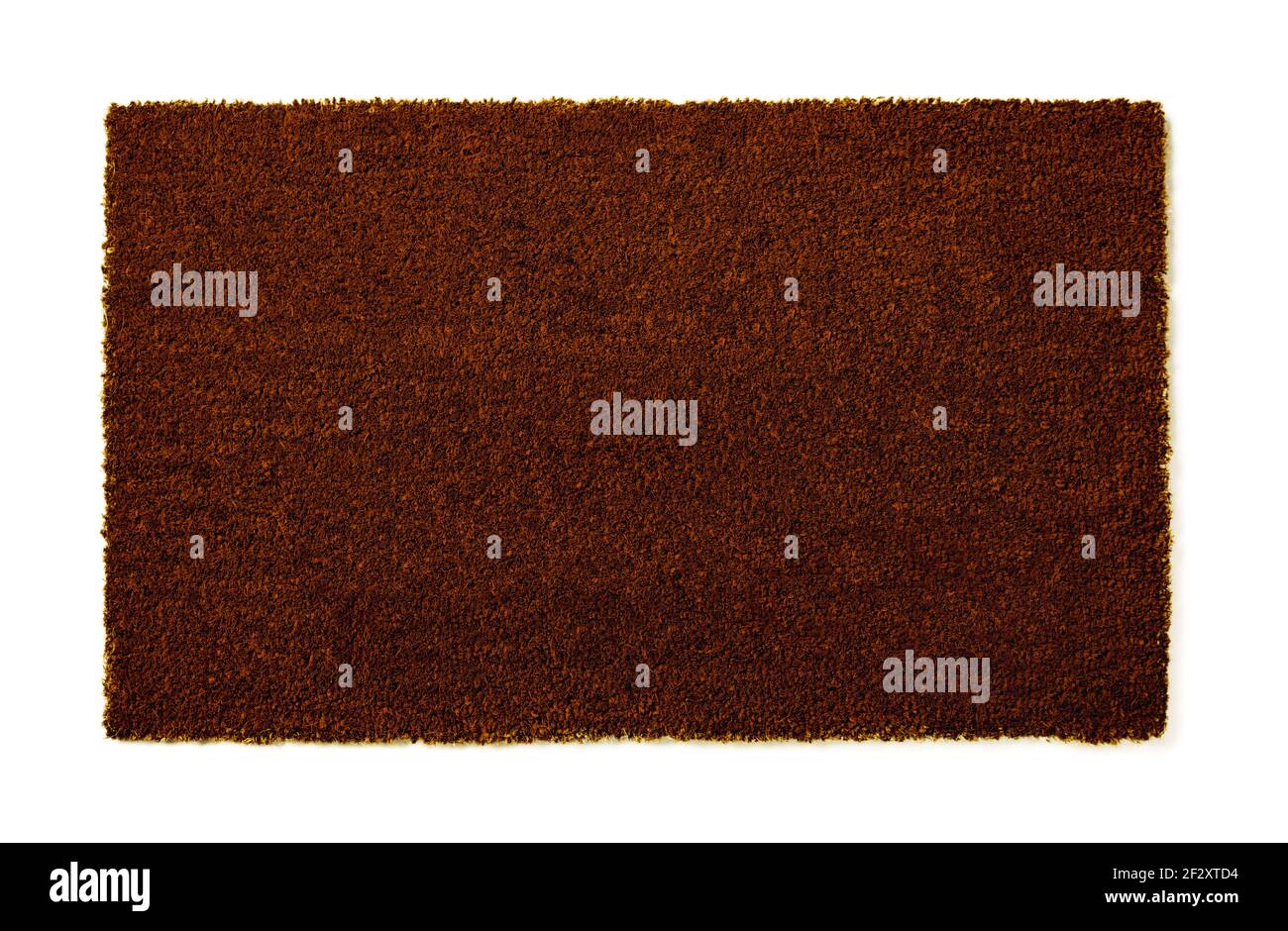Blank Dark Brown Welcome Mat Isolated on White Background. Stock Photo