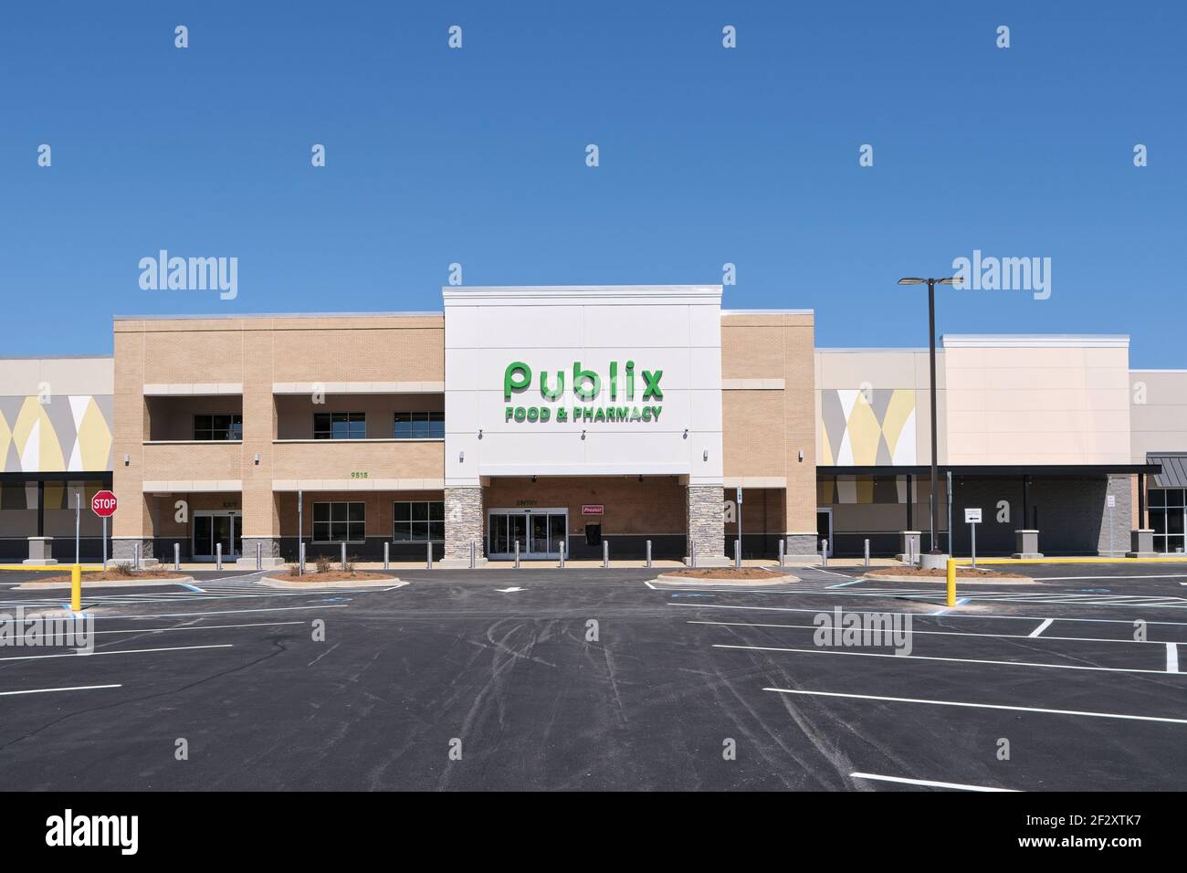 Publix grocery store or market, supermarket, front exterior including signage and logo in Pike Road Alabama, USA. Stock Photo