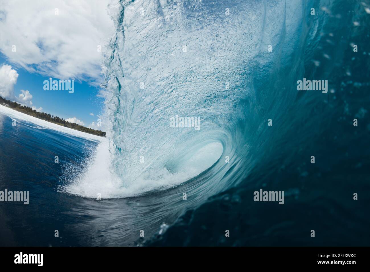 Powerful foamy sea waves rolling and splashing over water surface ...