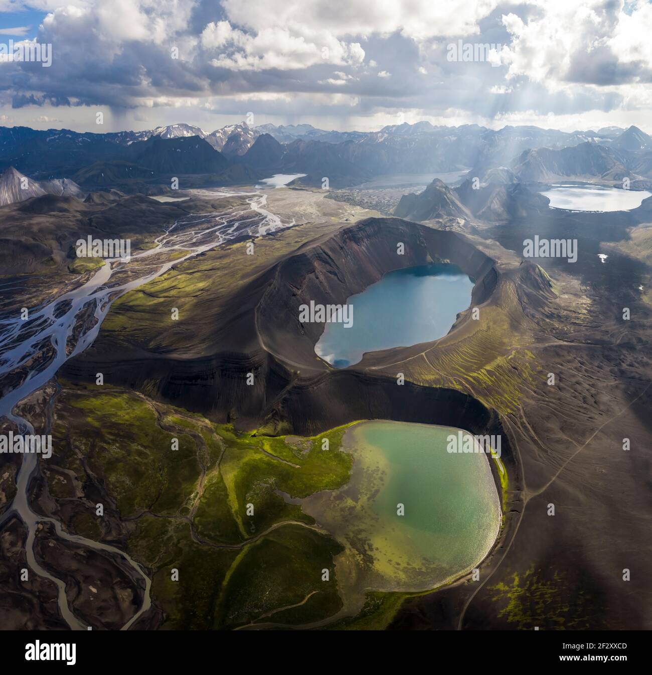 Wonderful scenery of crystal clear lake surrounded by rough mountain ...