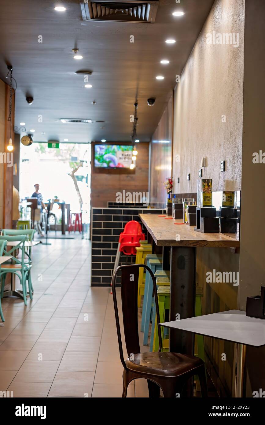Brisbane, Queensland, Australia March 2021 Inside a city cafe with