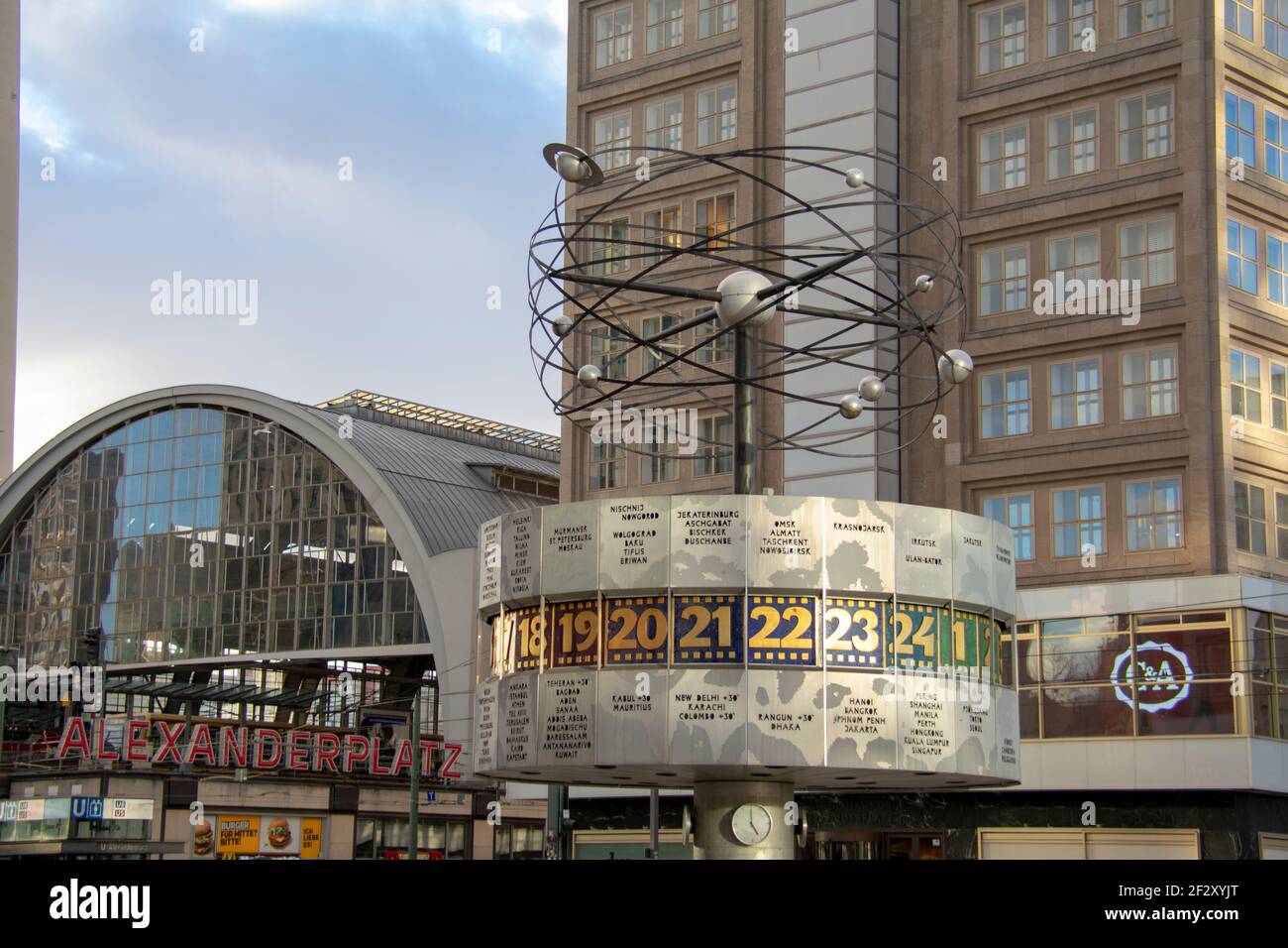 Berlin World Time Clock landscape in Alexanderplatz MItte Berlin Stock ...