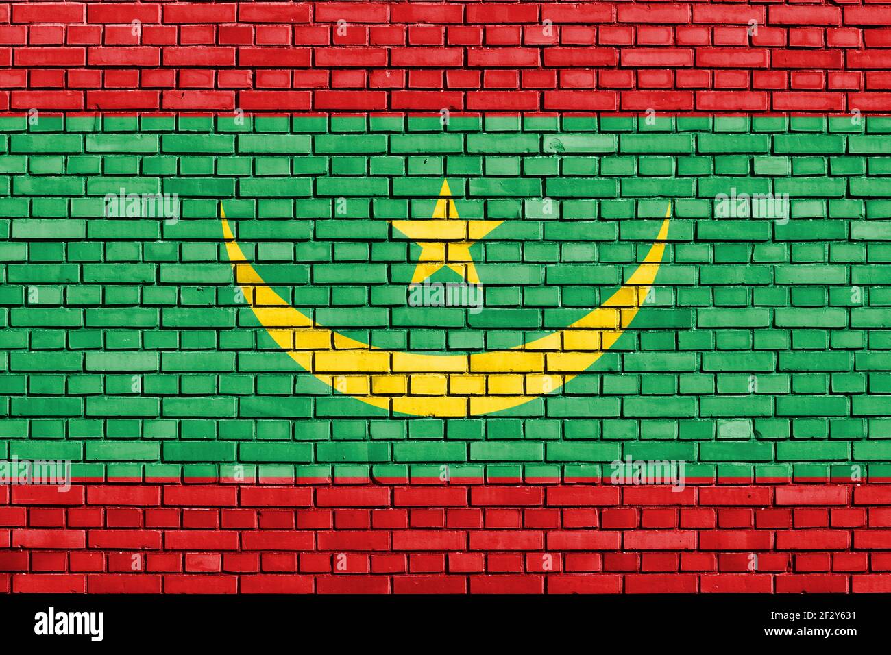 flag of Mauritania painted on brick wall Stock Photo - Alamy