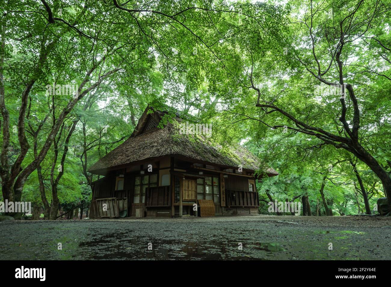 The old wooden Mizyua Chaya, traditional Japanese tea house near Kasuga