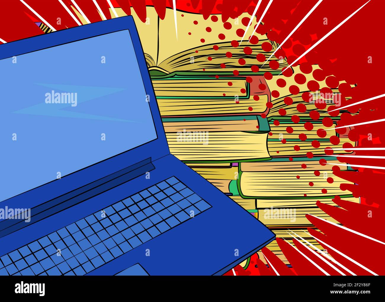 Digital Online Education Concept with Laptop and Books. Learning online