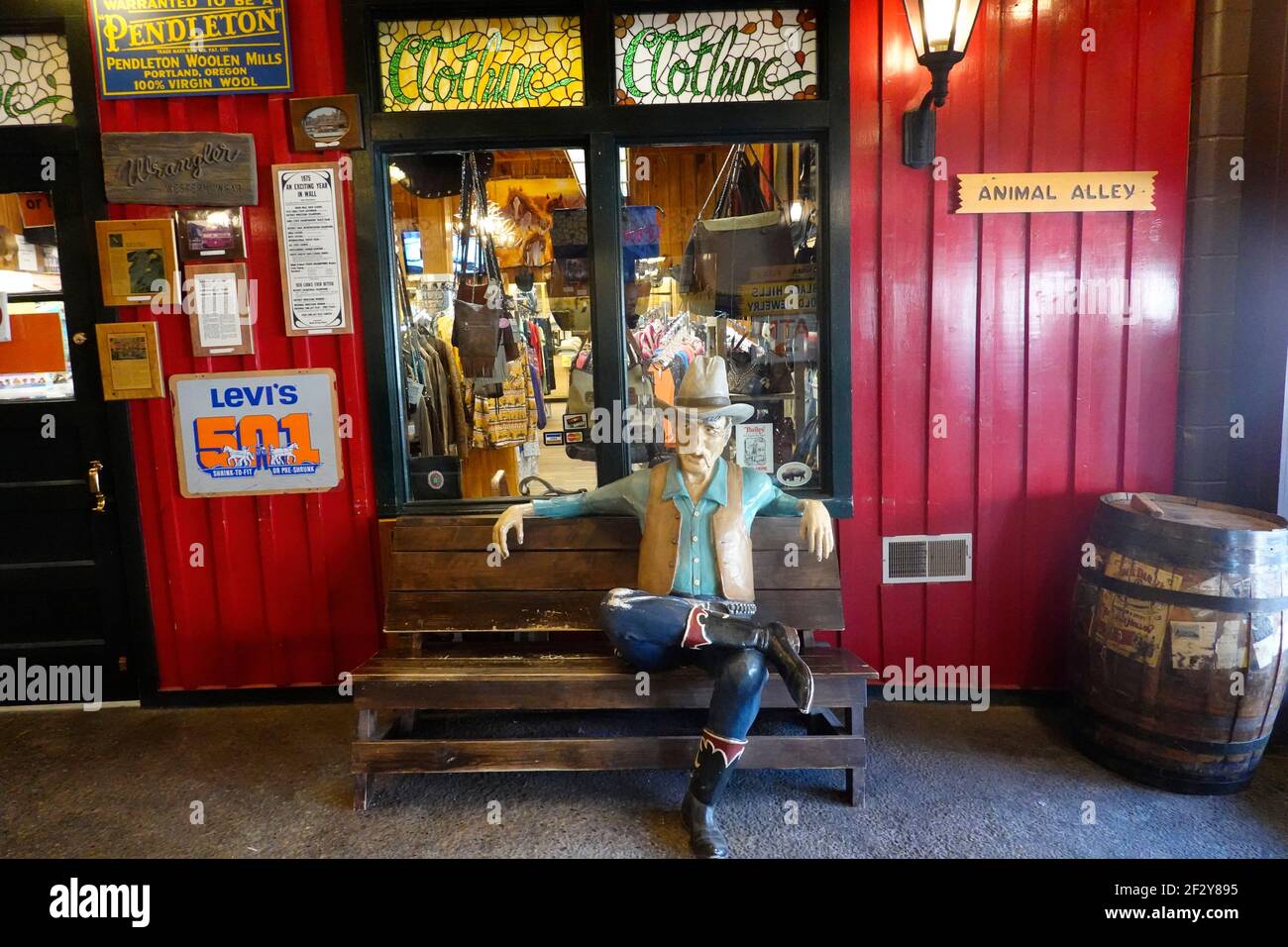 Colorful interior at Wall Drug Store, Wall, South Dakota, USA Stock
