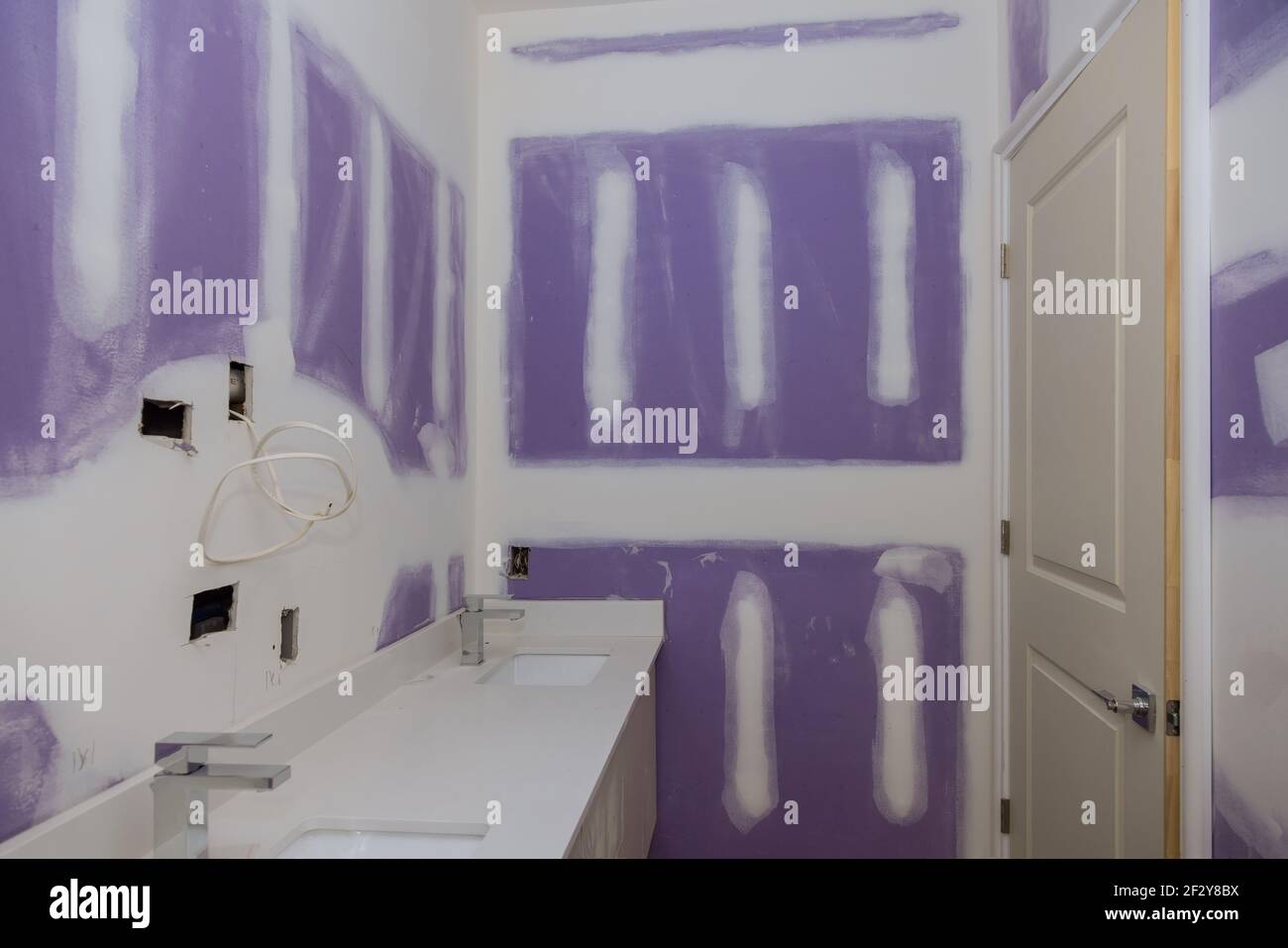 Bathroom with installations bathroom vanity Stock Photo