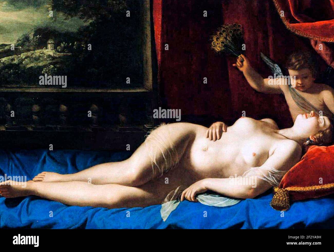 Venus and Cupid (Sleeping Venus)  by Artemisia Gentileschi, circa 1625 Stock Photo