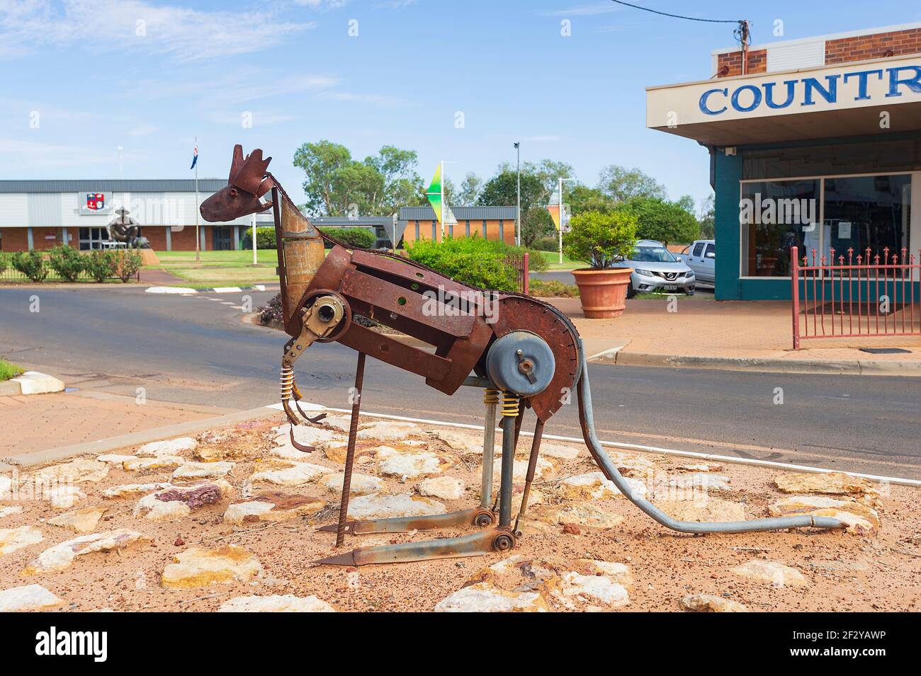 Metal sculpture of a kangaroo, Cunnamulla, a small rural town in the
