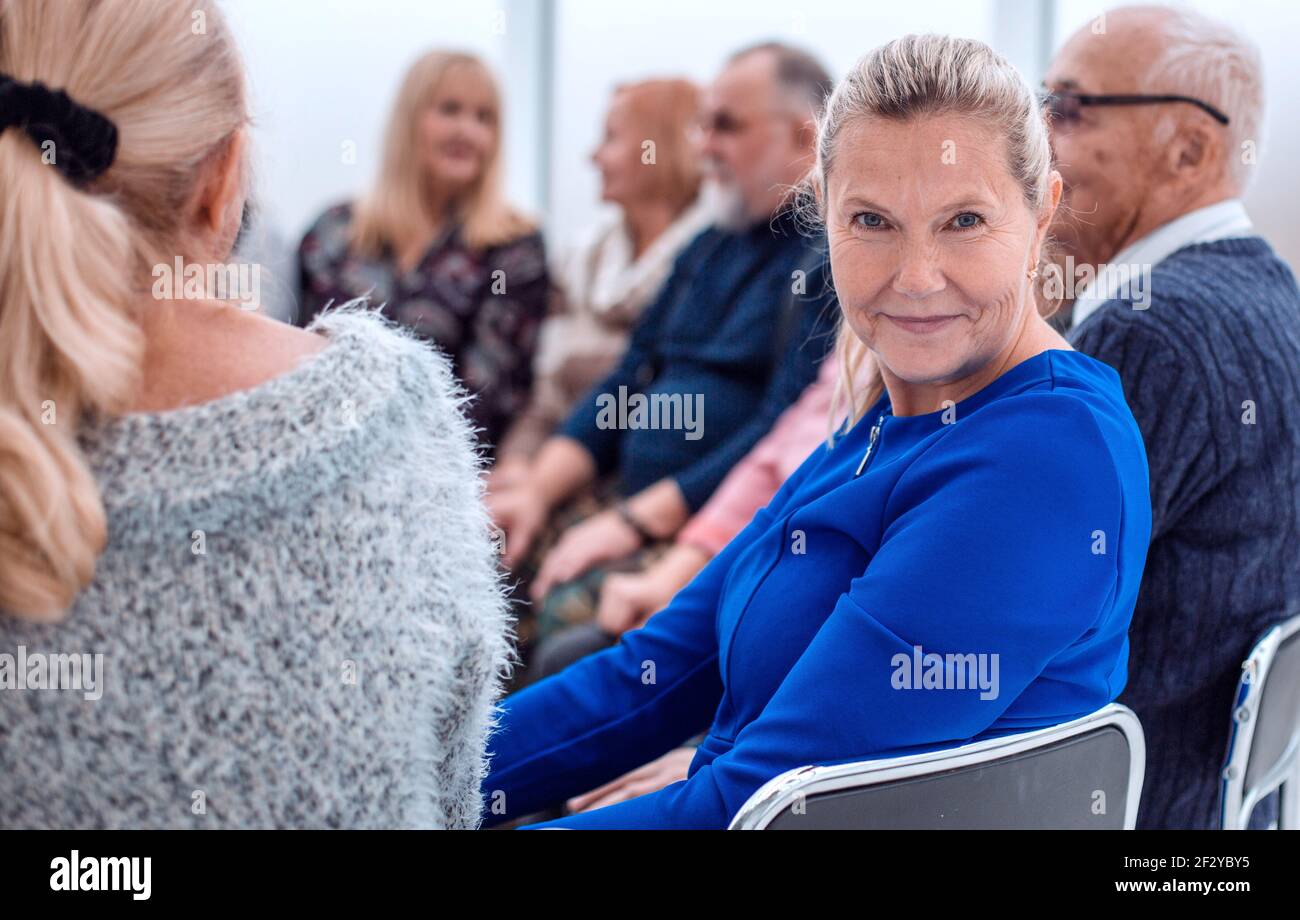 the long-awaited meeting of the elderly Stock Photo