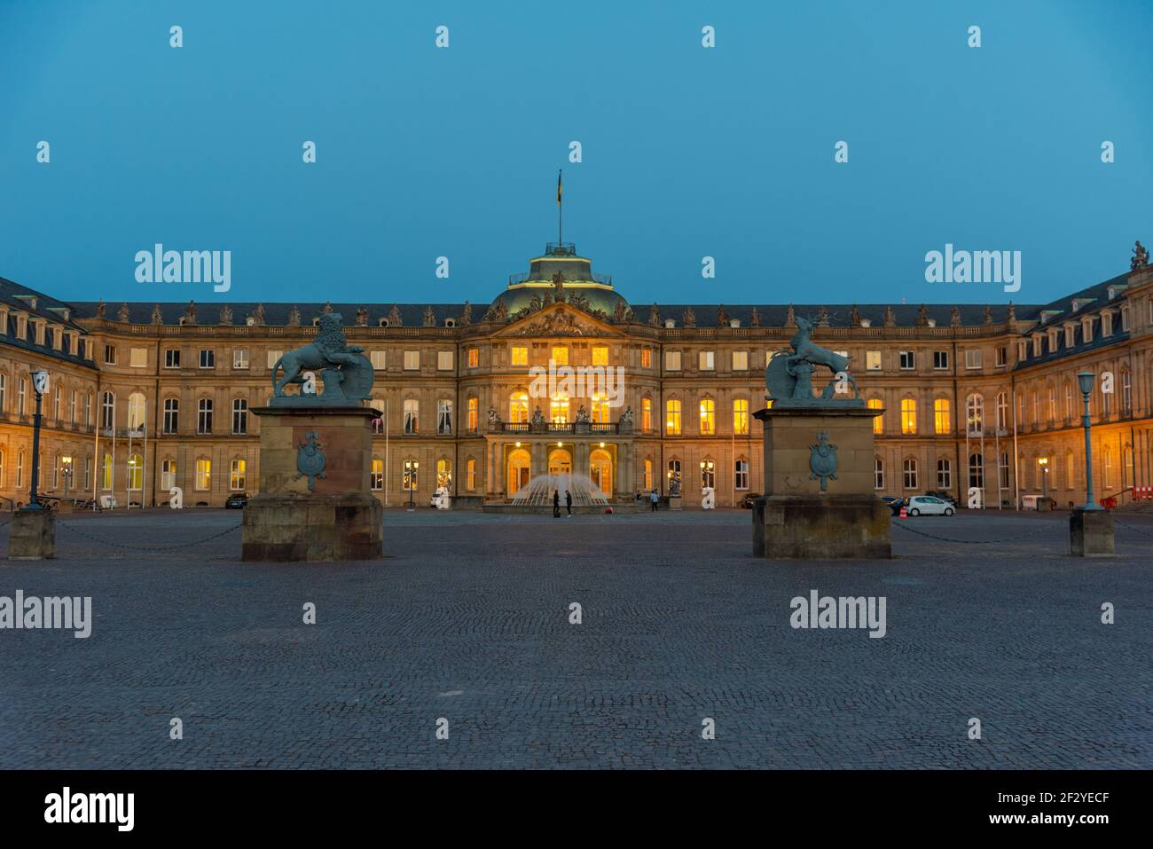 Sunset view of the new palace in Stuttgart, Germany Stock Photo - Alamy