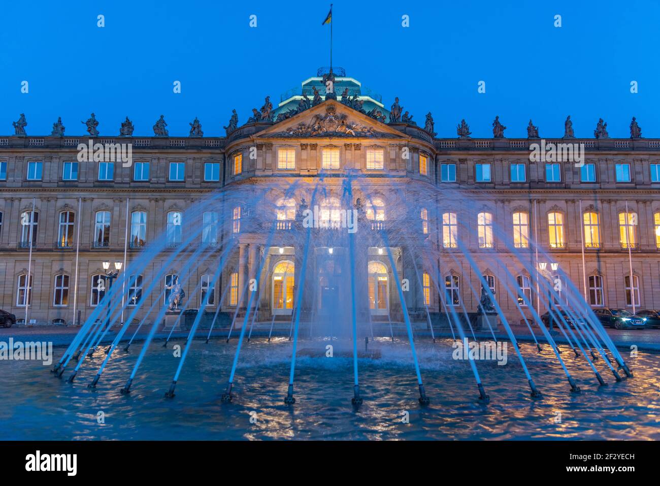 Sunset view of the new palace in Stuttgart, Germany Stock Photo - Alamy