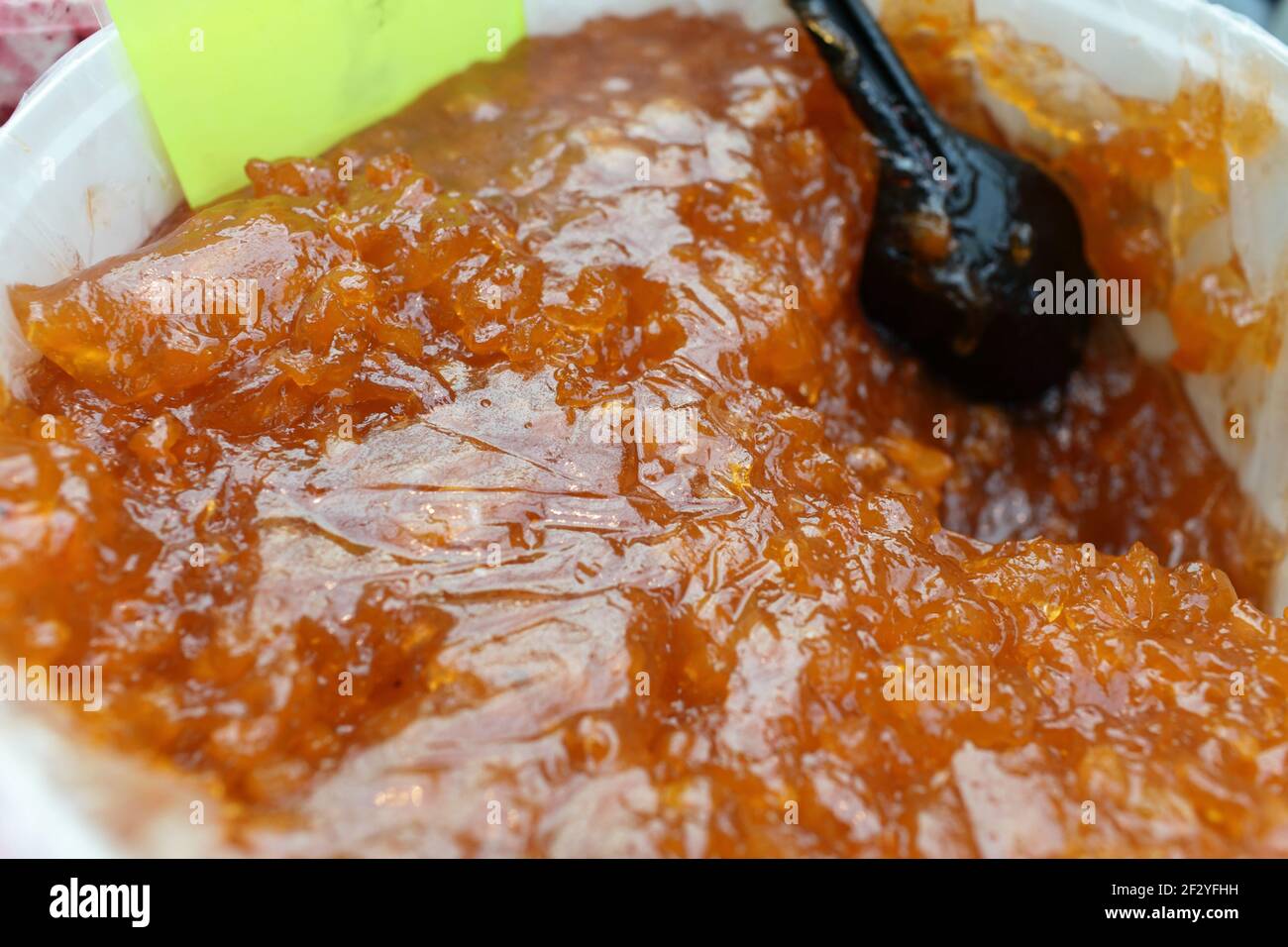 Sea buckthorn jam in the box at a market Stock Photo Alamy