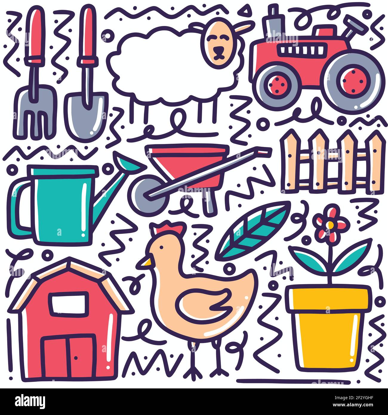 doodle set of hand drawn farm life Stock Vector Image & Art Alamy