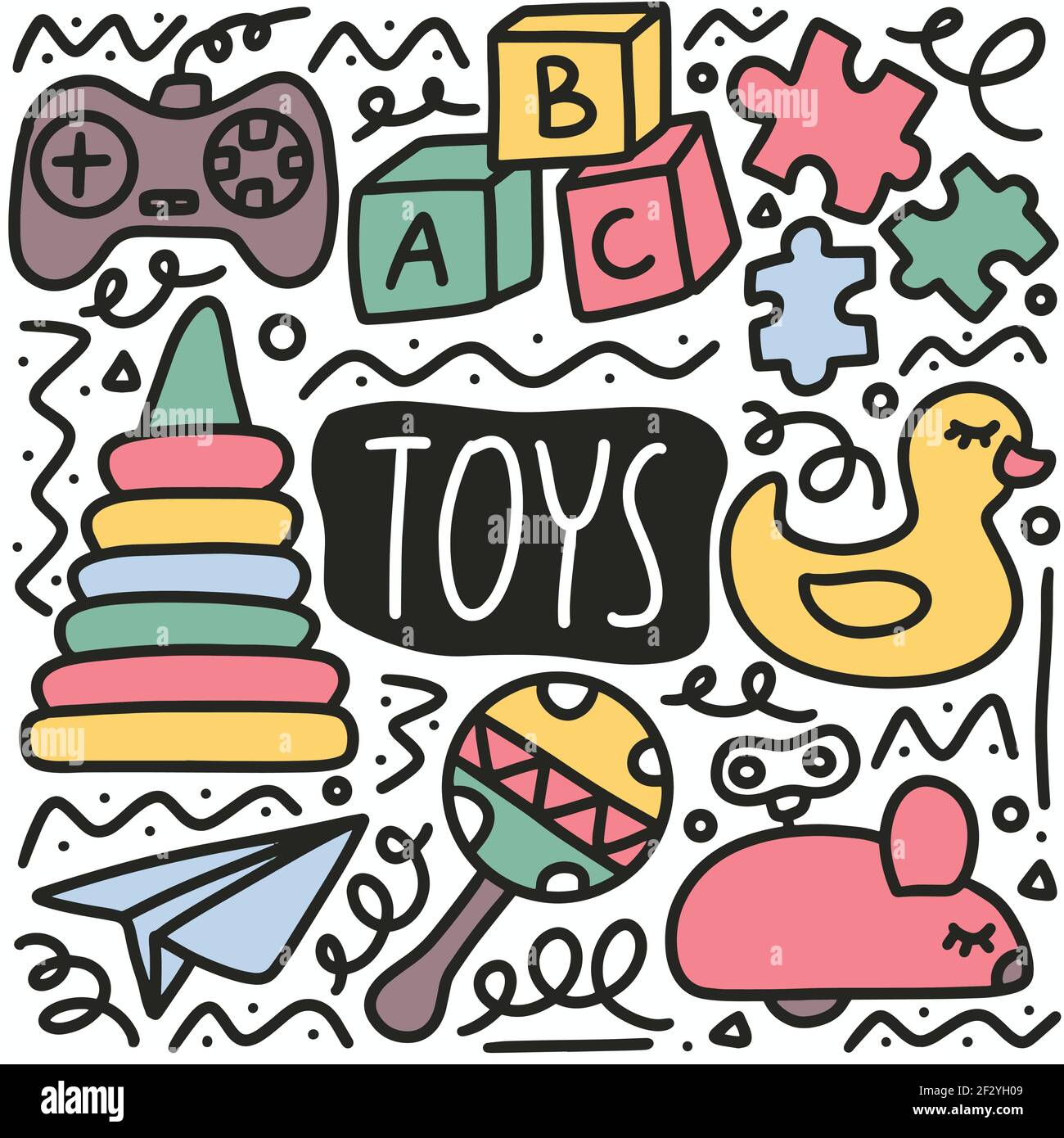 hand drawn toys doodle set Stock Vector Image & Art Alamy