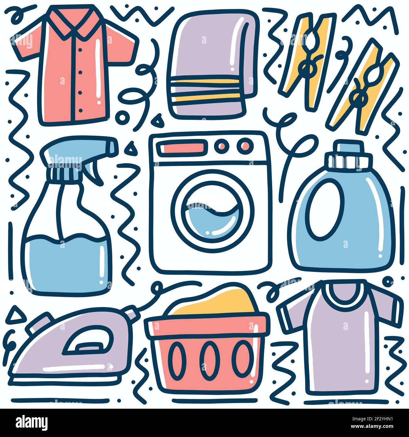 doodle set of cleaning tools hand drawing Stock Vector Image & Art Alamy