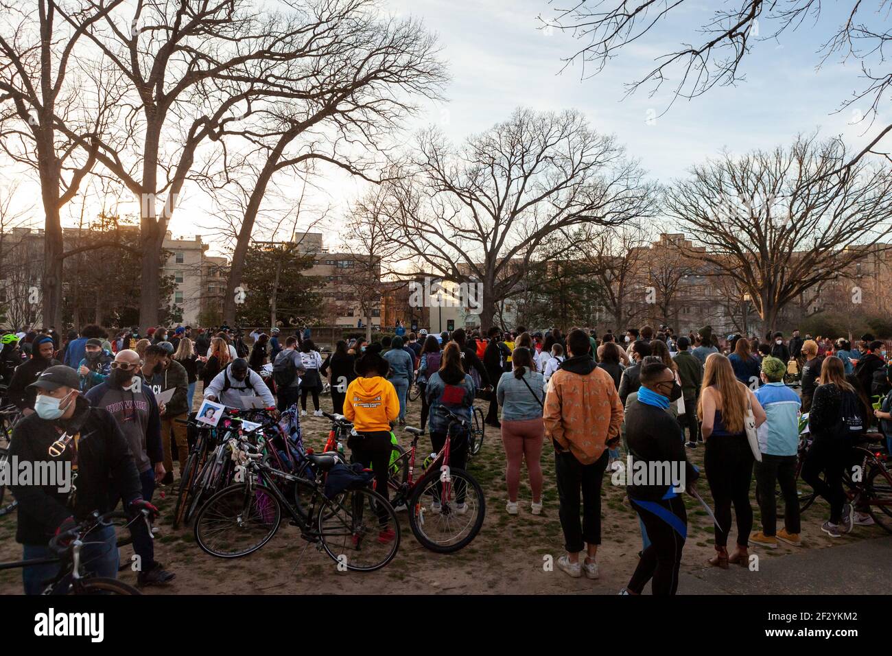 Washington, DC, USA, 13 March, 2021.  Pictured:  Hundreds of people turned out for a candlelight vigil for Breonna Taylor at Malcolm X Park.  The vigil marked the one year anniversary of Taylor's killing by Louisville Police officers, and called for them to be held accountable for her death.  Credit: Allison C Bailey/Alamy Live News Stock Photo