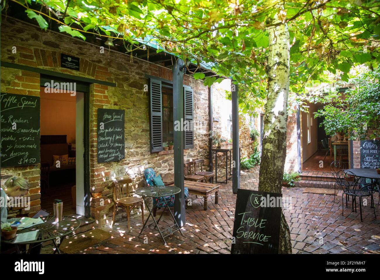 Mudgee , Alby and Esthers coffee shop and cafe with quaint courtyard,Mudgee,regional NSW,Australia Stock Photo