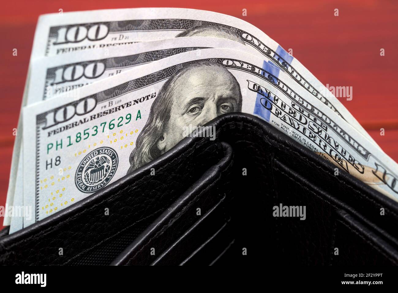 American money - Dollar in the wallet Stock Photo