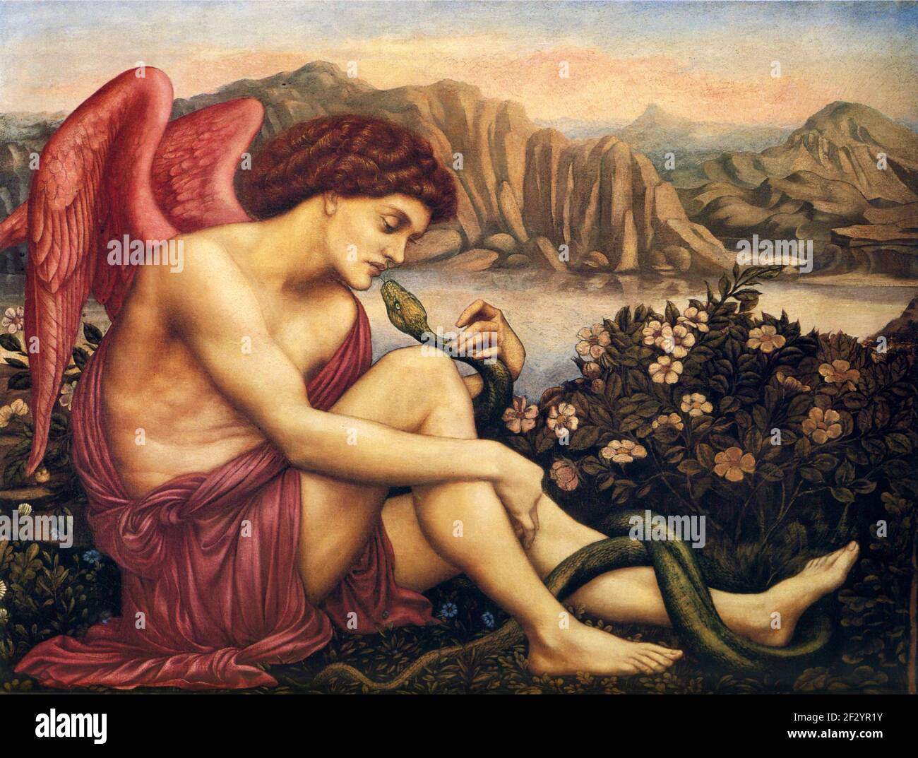 The Angel with the  Serpent by Evelyn de Morgan Stock Photo