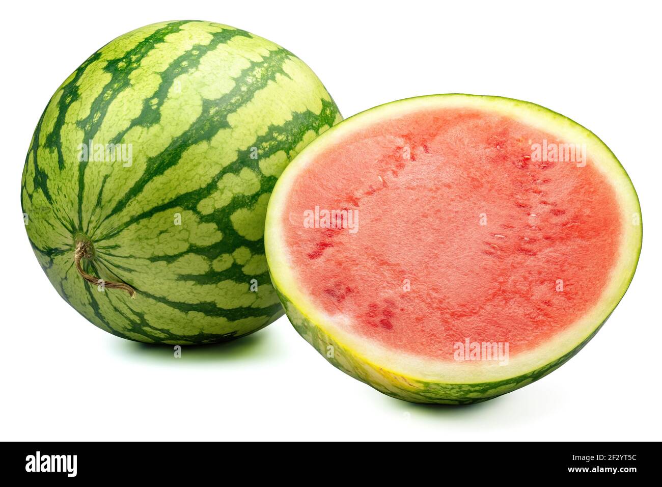 whole and half watermelon isolated on white background Stock Photo
