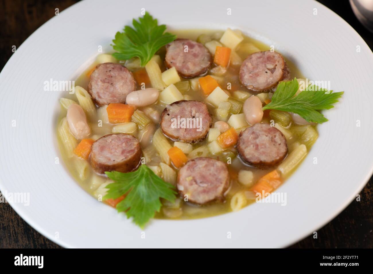 Root Vegetable, Smoked Sausage and White Bean Minestrone Recipe Stock