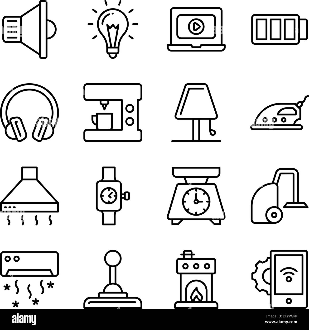 Pack of Electronic Linear Icons Stock Vector