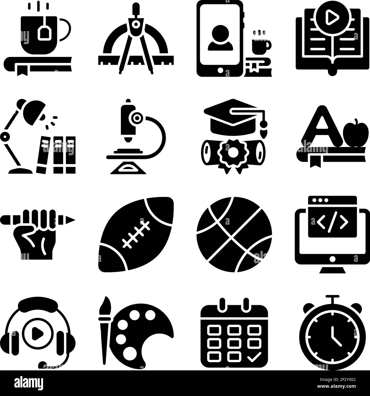 Pack of Modern Education Solid Icons Stock Vector Image & Art - Alamy