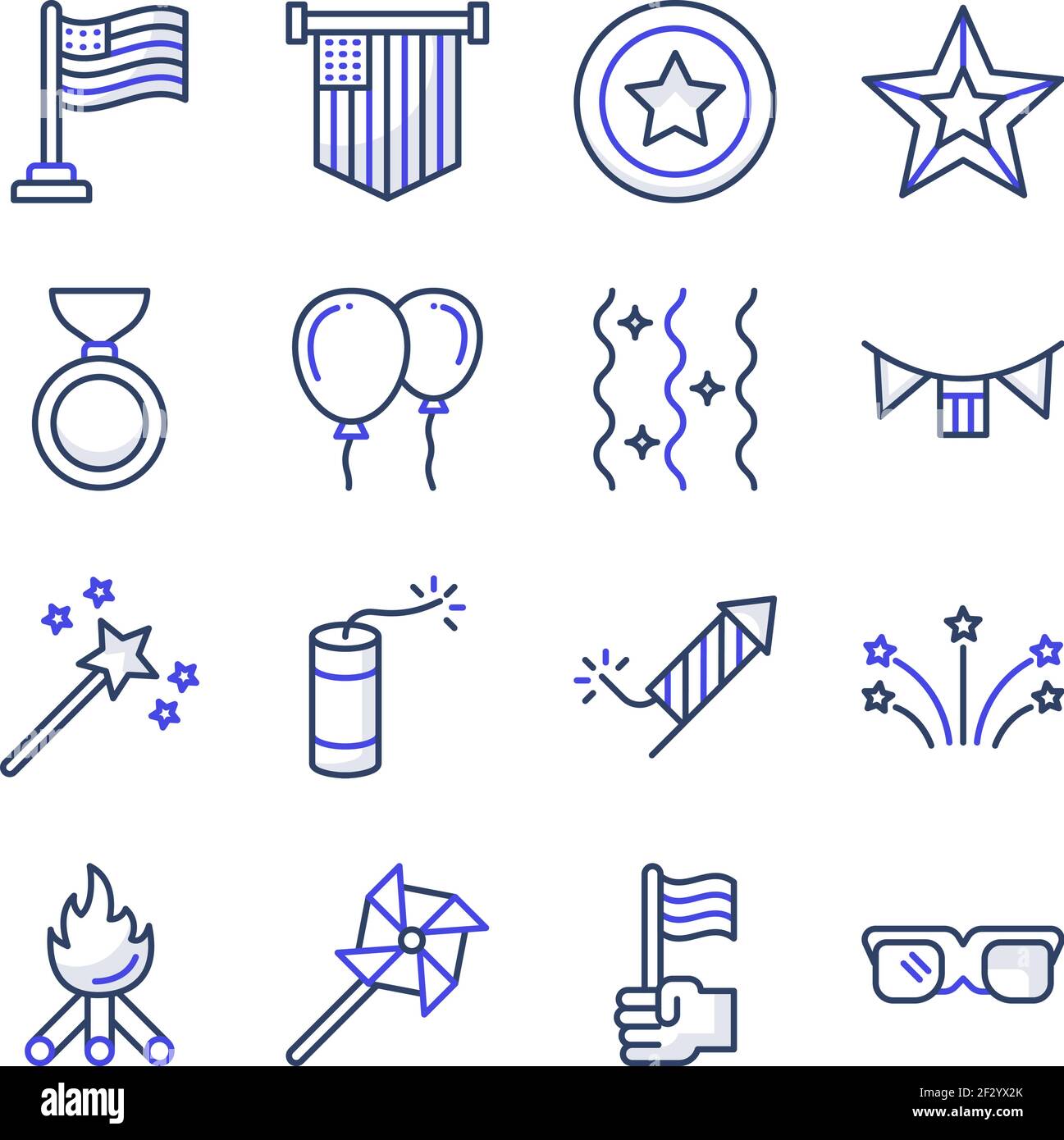 Pack of 4th july flat icons stock vector image art alamy