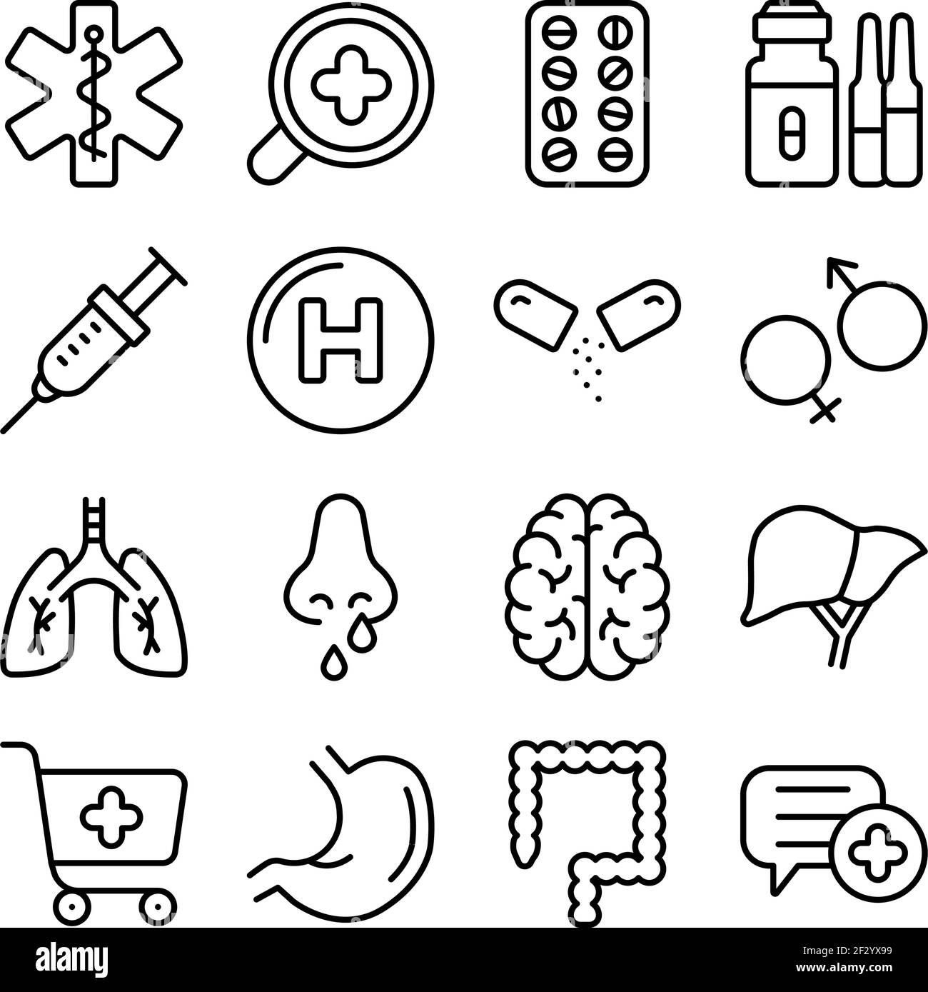 Pack of Medical Tools Linear Icons Stock Vector