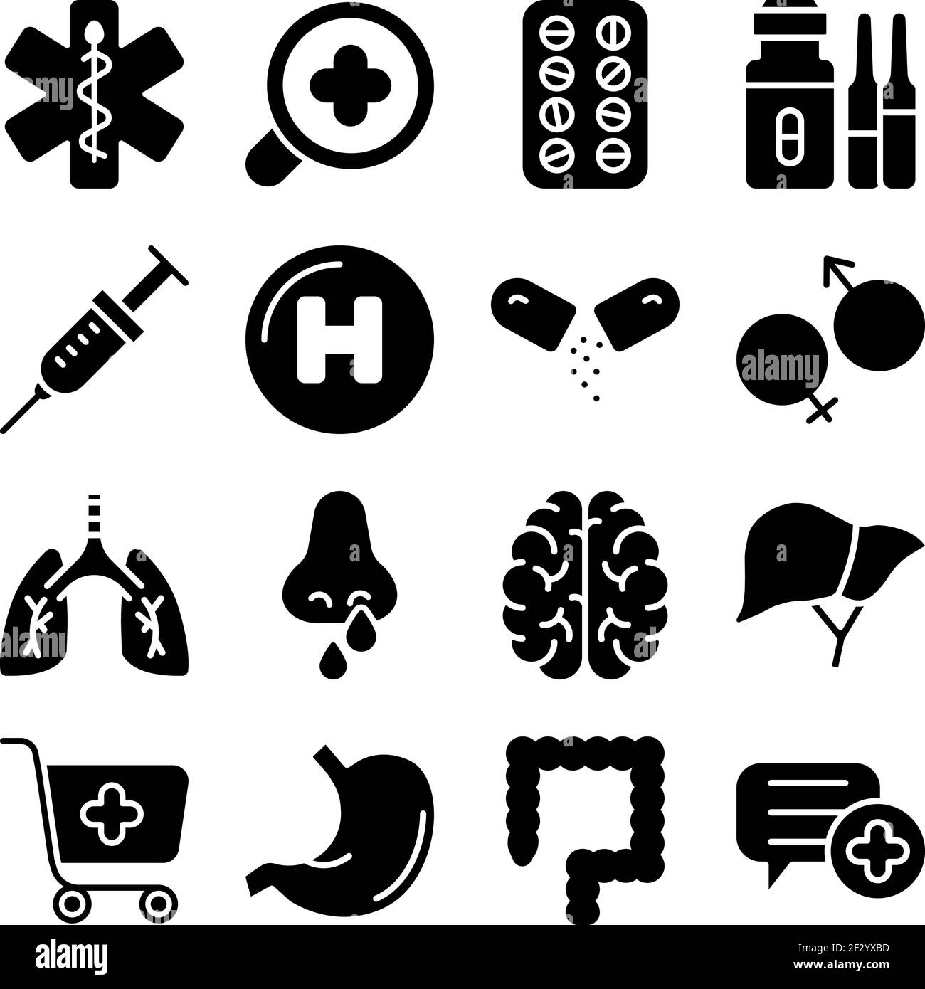Pack of Medical Tools Solid Icons Stock Vector