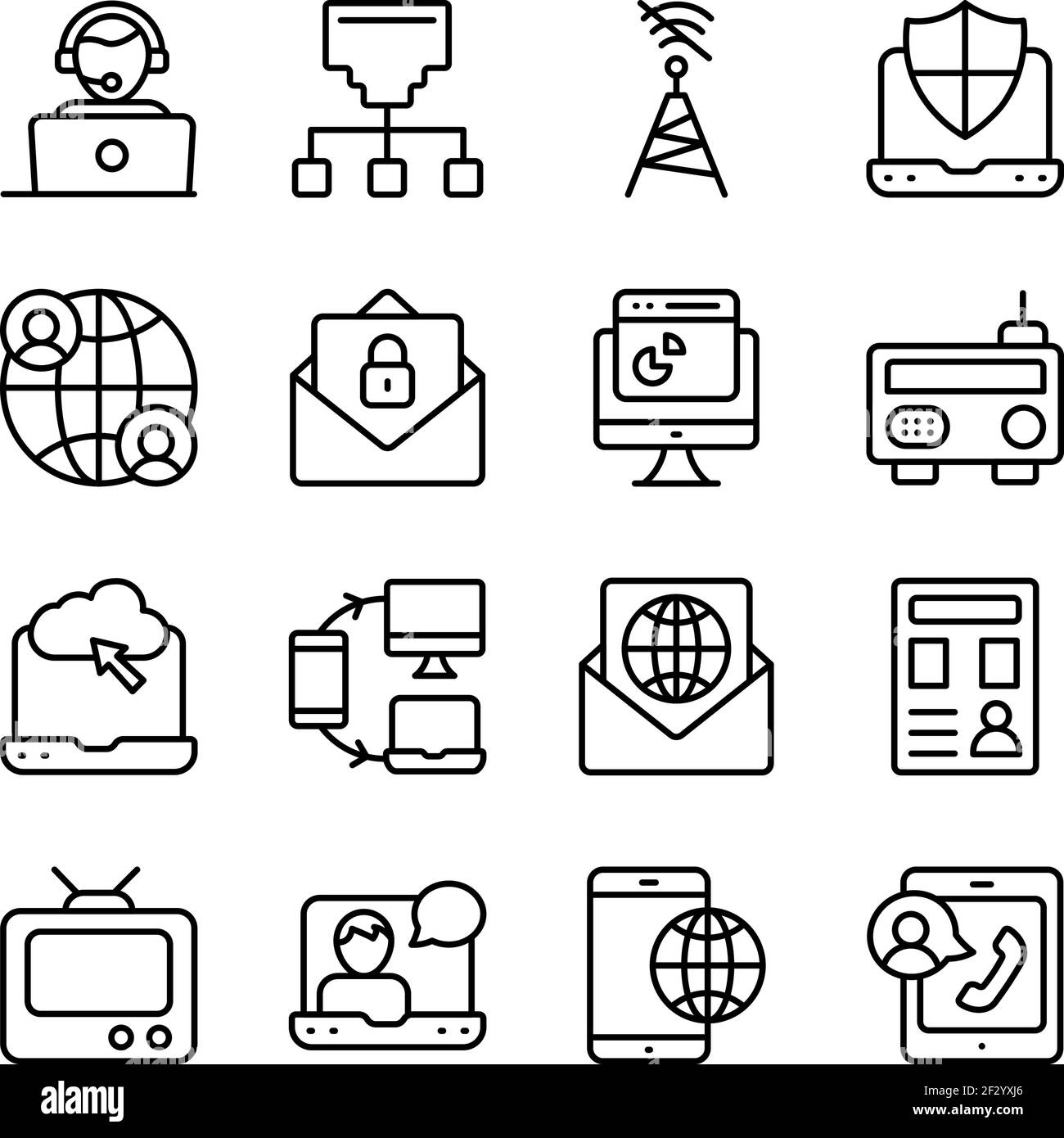 Pack of Communication Media Linear Icons Stock Vector Image & Art - Alamy