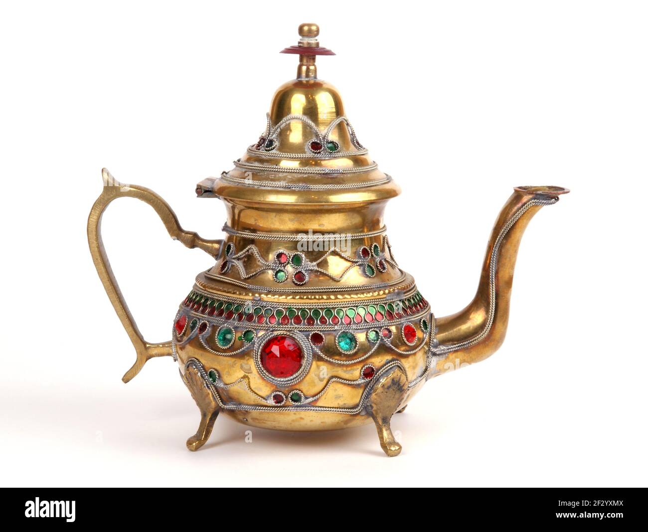 Copper jug with a traditional Arabic ornaments on a white background Stock Photo Alamy