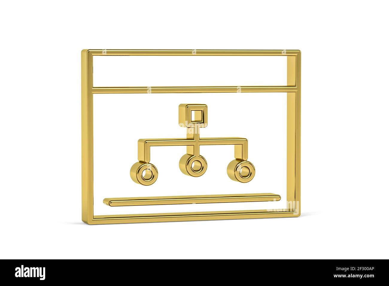 Golden 3d network icon isolated on white background - 3D render Stock ...