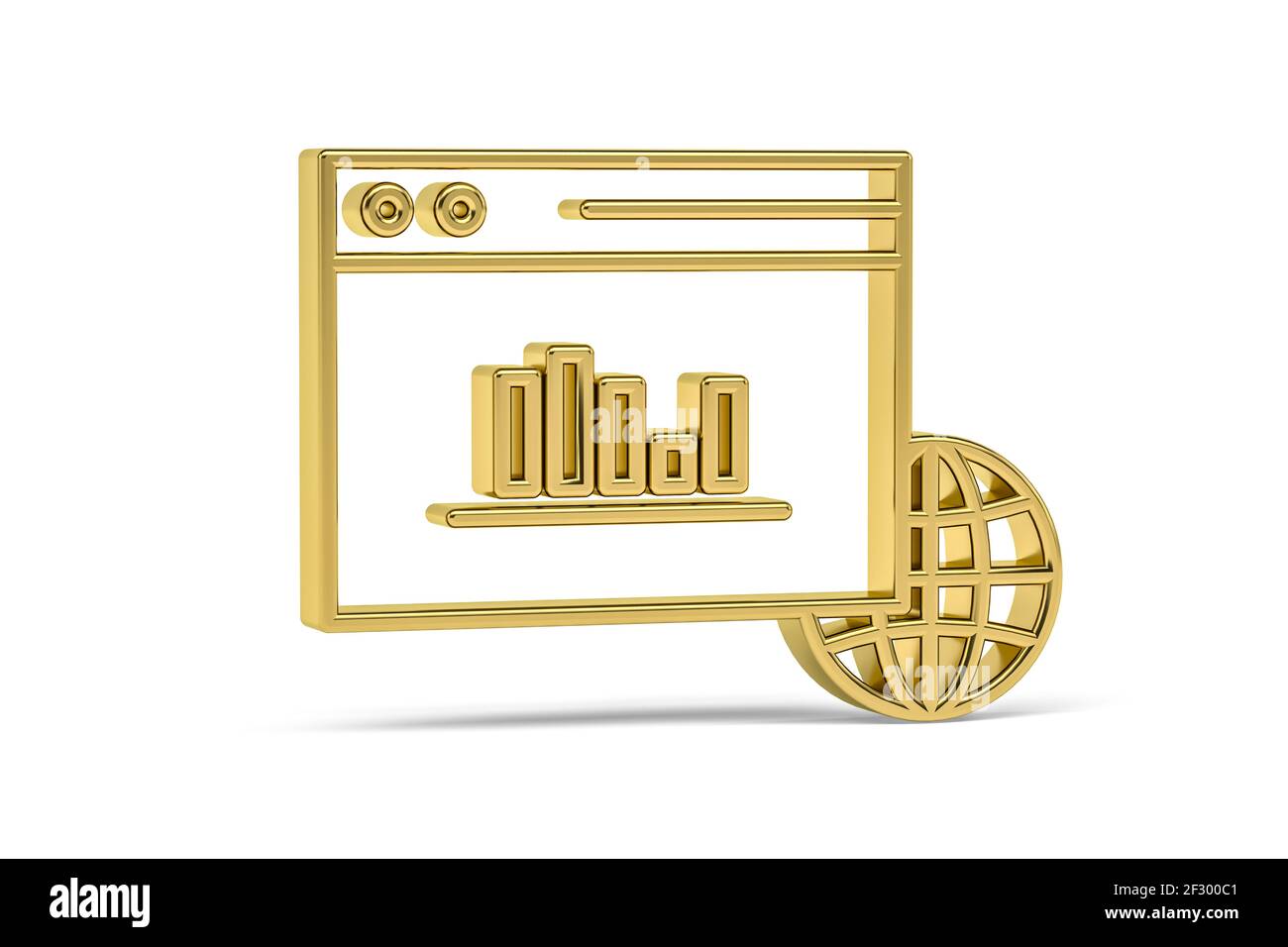 Golden 3d website icon isolated on white background - 3D render Stock ...