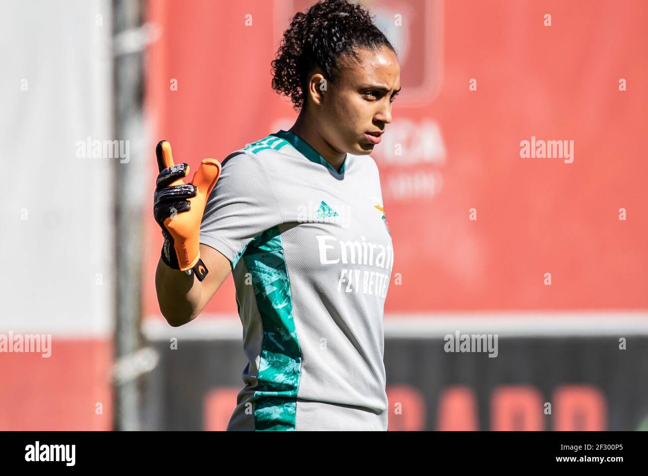 Lisbon, Portugal. 13th Mar, 2021. Benfica´s Goalkeeper Leticia Silva during  the women´s Liga PBI game between Benfica and Sporting at Benfica Campus in  Lisbon, Portugal Credit: SPP Sport Press Photo. /Alamy Live
