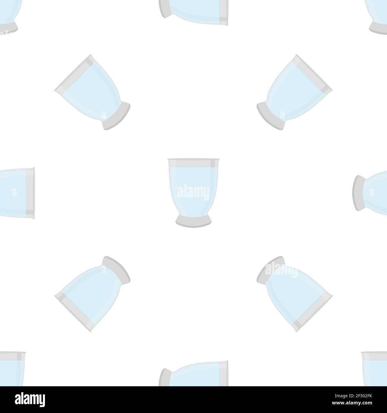 Illustration on theme colored set identical types glass cups for drinking water. Water pattern consisting of collection kitchen accessory, same glass Stock Vector