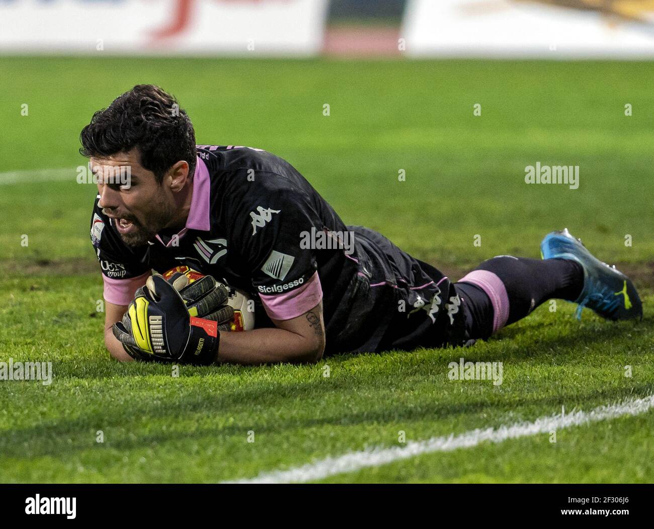 Pagani, Italy. 13th Mar, 2021. Goalkeeper Alberto Pelagotti (1) Palermo  Football Club.Serie C Championship - Marcello Torre Stadium, 30th day Group  C. The match between Paganese and Palermo ends with the final