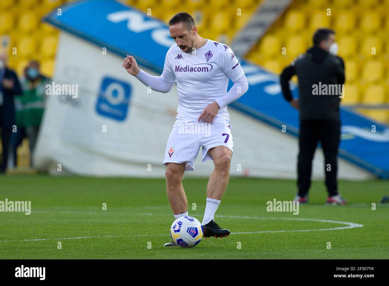 Franck Ribery player of Fiorentina, during the match of the Italian Serie A championship between Benevento vs Fiorentina final result 1-4, played at t Stock Photo