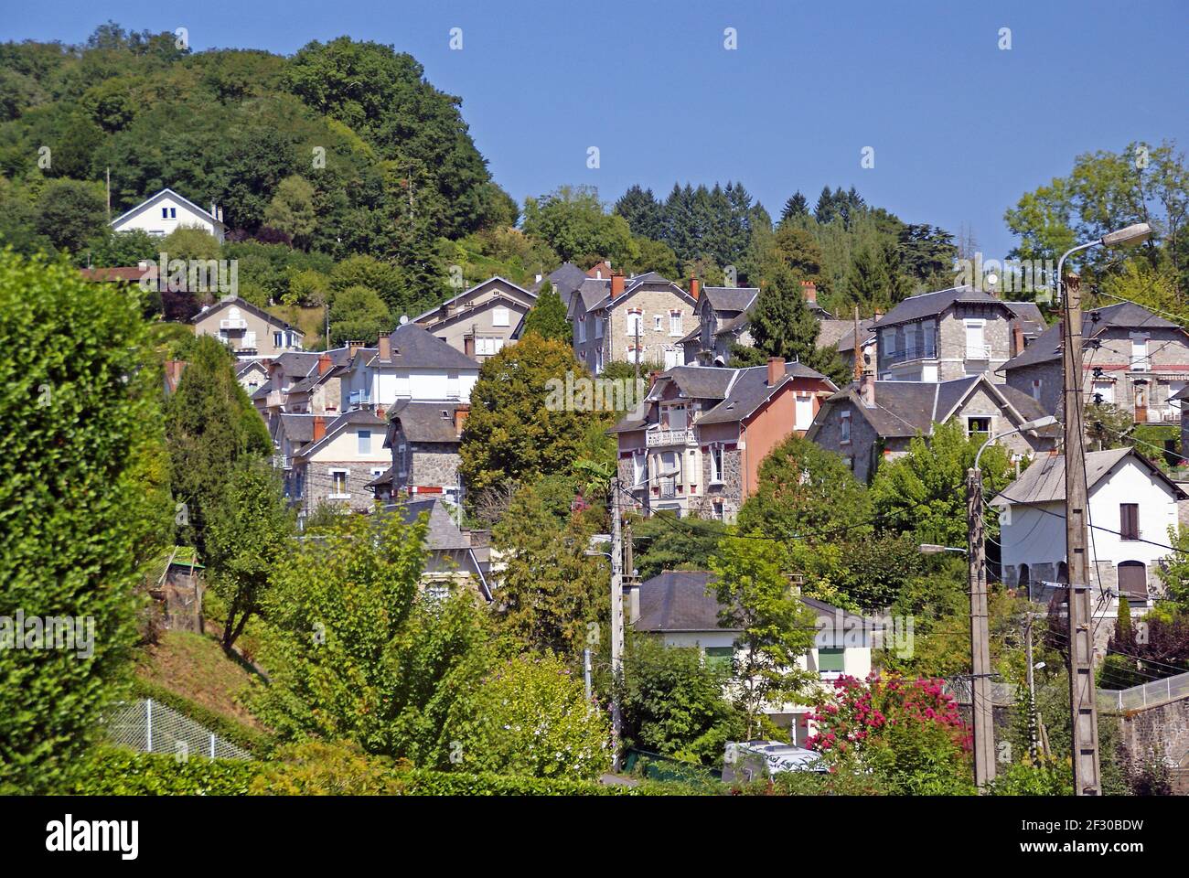 Leafy suburbs in the town of Tulle in southern Limousin Stock Photo