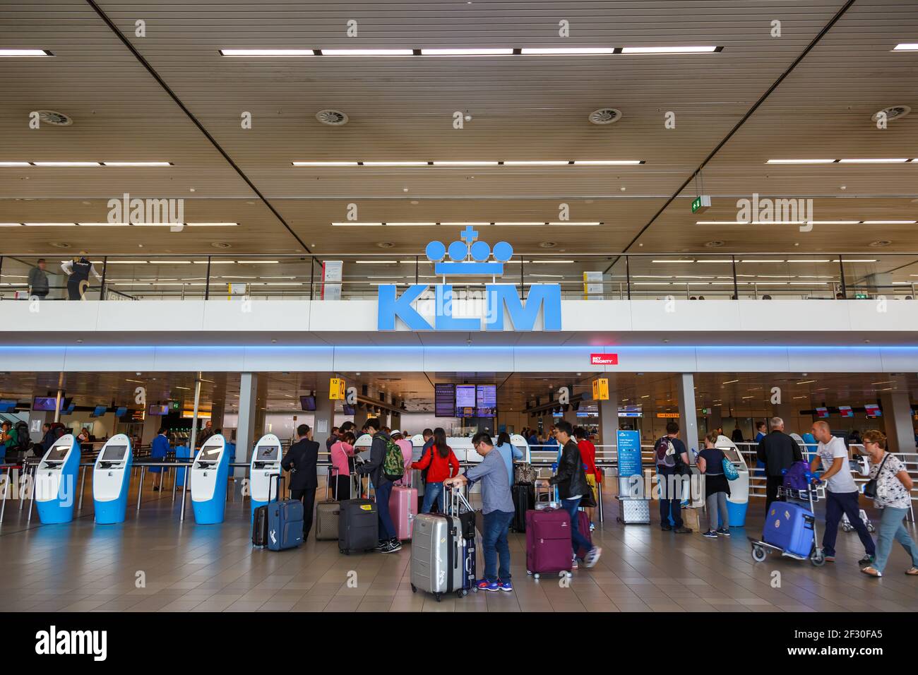 Amsterdam, Netherlands - September 22, 2016: Amsterdam Schiphol Airport Terminal (AMS) in the Netherlands. Stock Photo