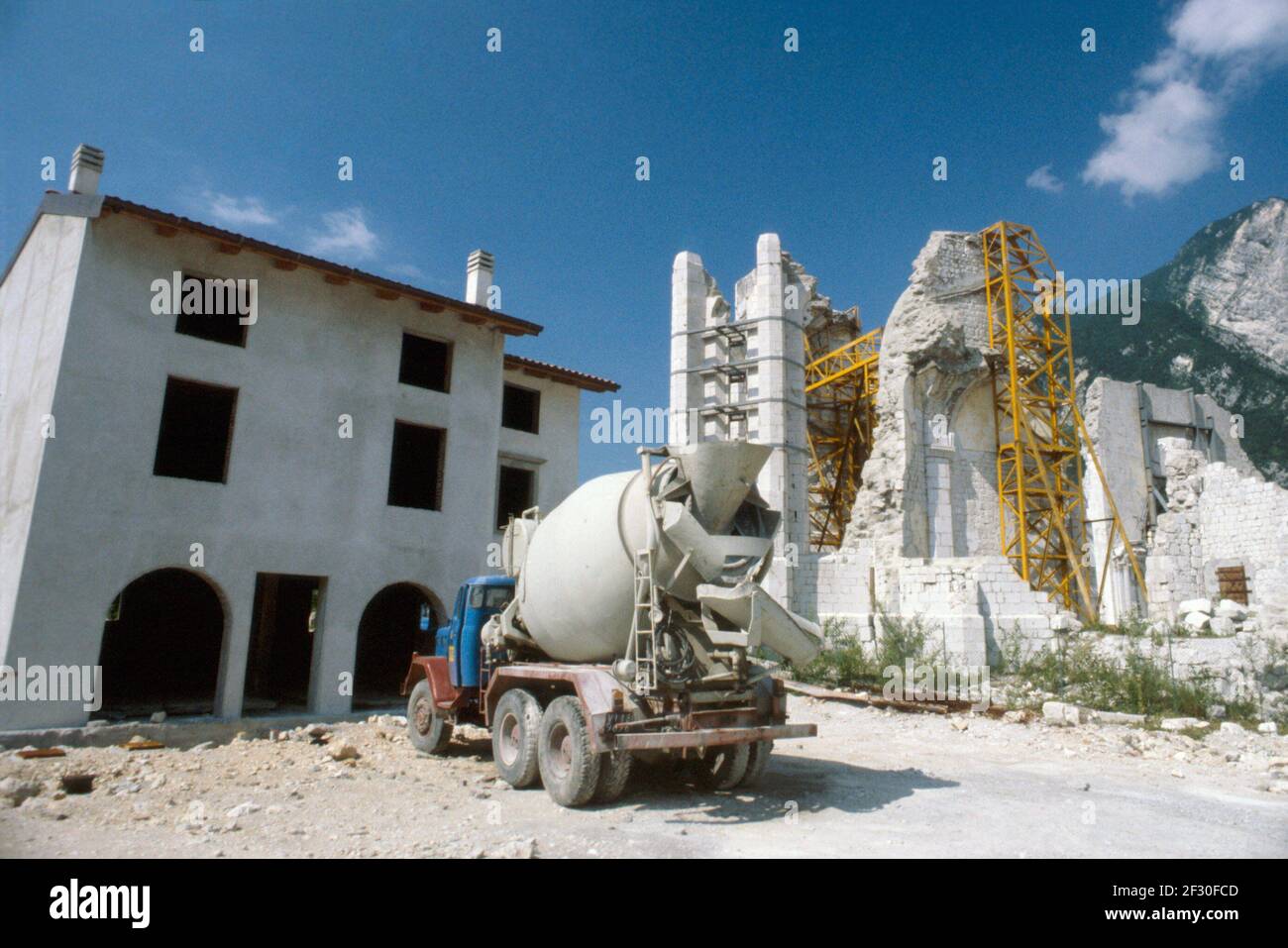 February 1980, reconstruction in Friuli (Northern Italy) after the earthquake of May 1976 Stock Photo